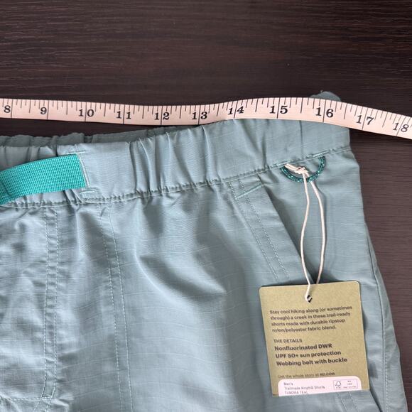 REI Trailmade Amphib Shorts Mens Medium Belted Ripstop Hiking Swim Tundra Teal M - Picture 7 of 10